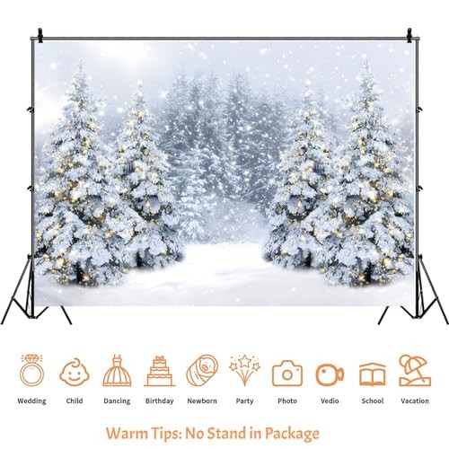 Winter Wonderland Backdrop Glitter Snowy Forest Landscape Photography 10x8ft