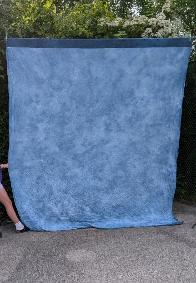 10′ x 12′ Mottled Blue Cotton Muslin Backdrop