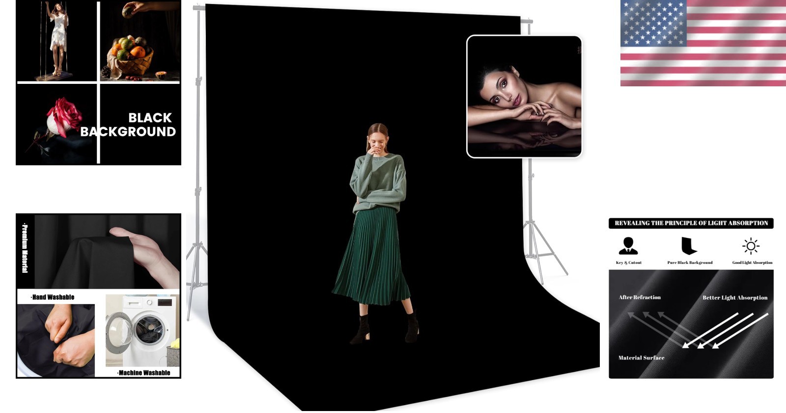 Versatile 10 x 20 Ft Black Backdrop Screen – Ideal for Photoshoots & Streaming