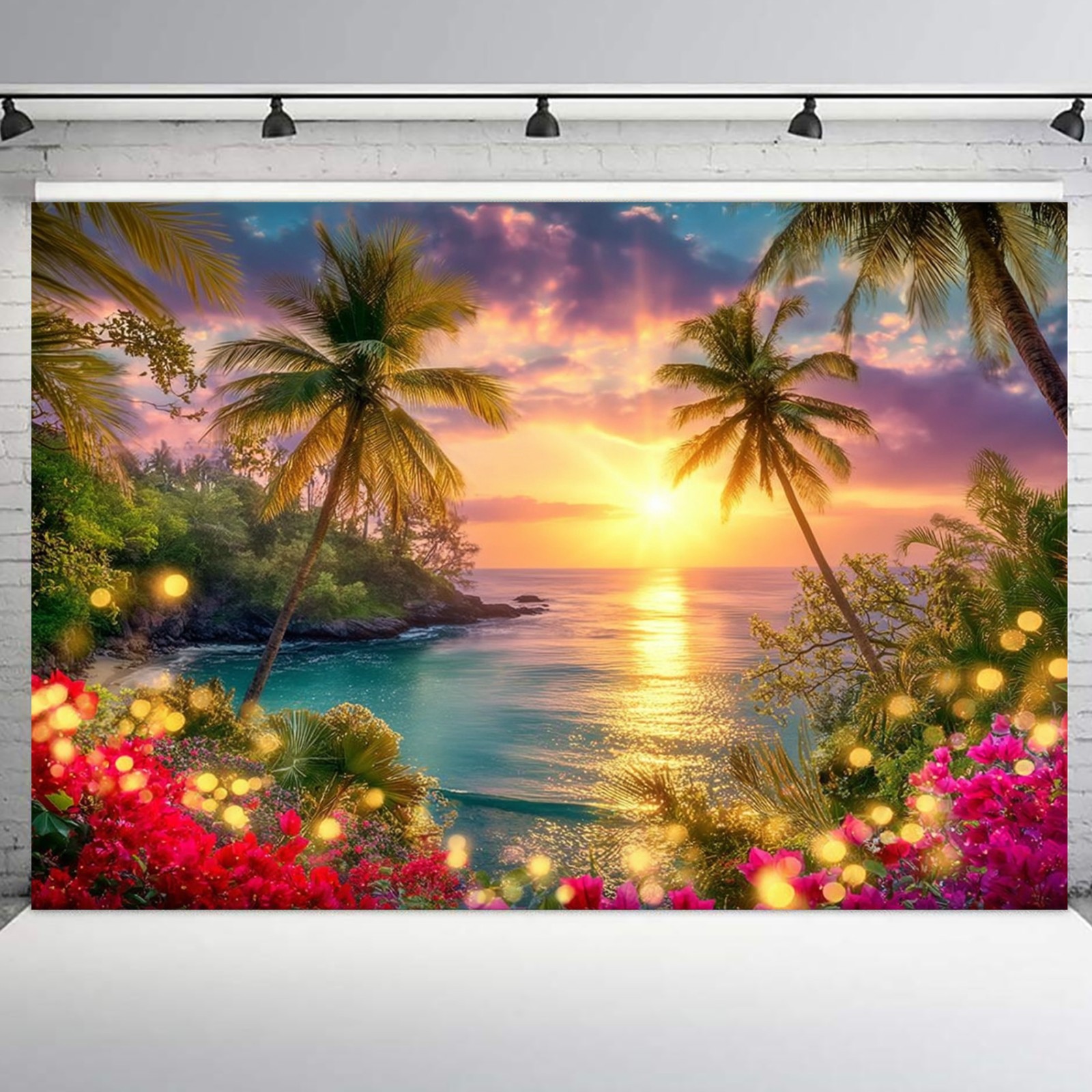 10x8ft Beach Ocean Backdrop Summer Hawaiian Beach Palm Tree Photo Background