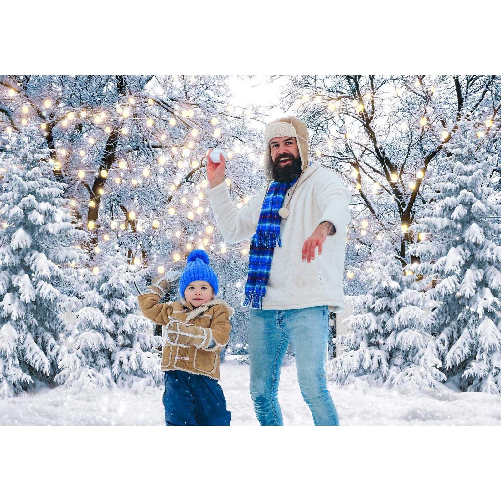 7x5FT Blue Winter Forest Scene Photography Backdrop Wonderland Snowflake Land…