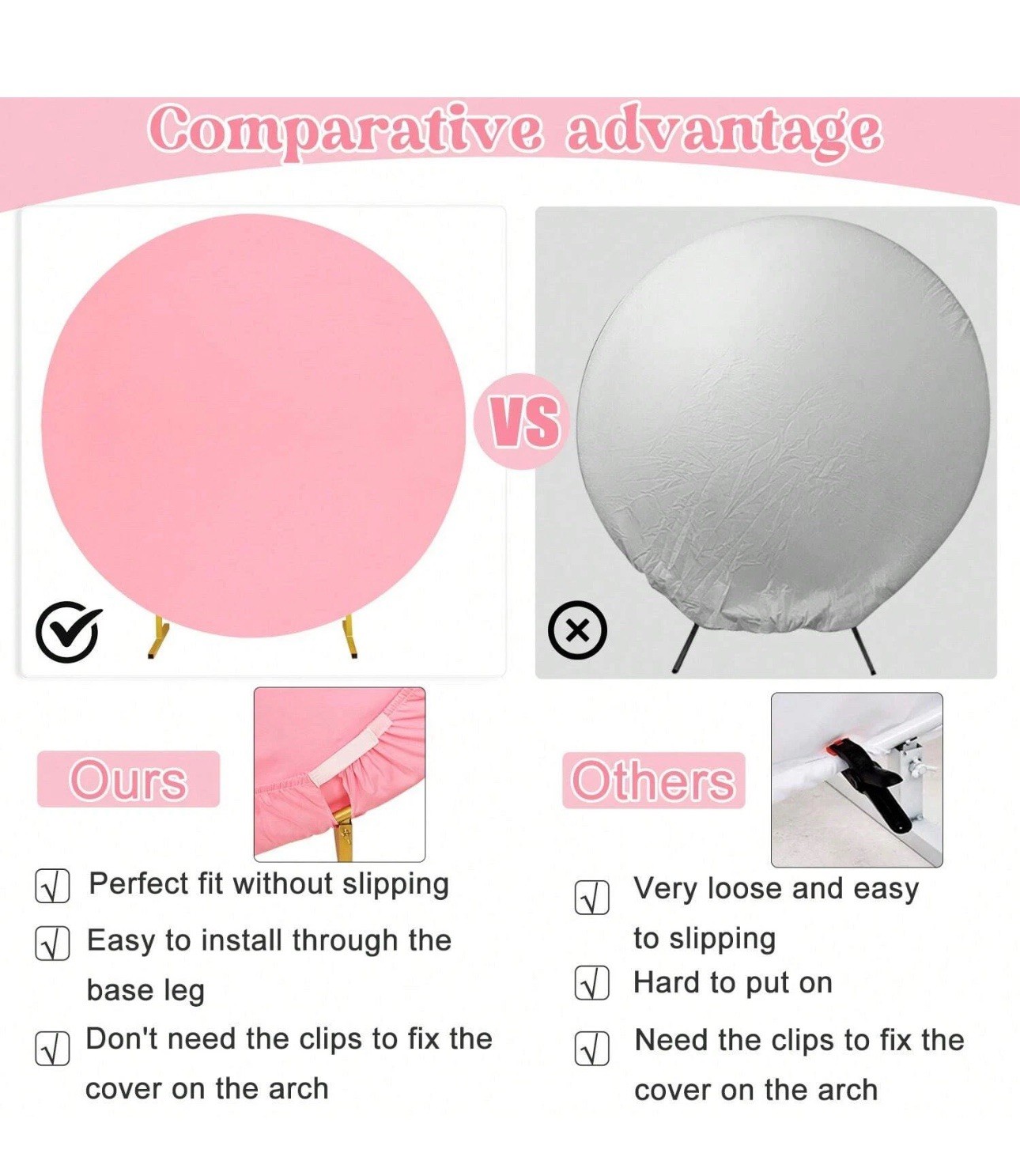 Pink Round Backdrop Cover 6.5×6.5ft Pink Circle Birthday Photo Photography Ba…
