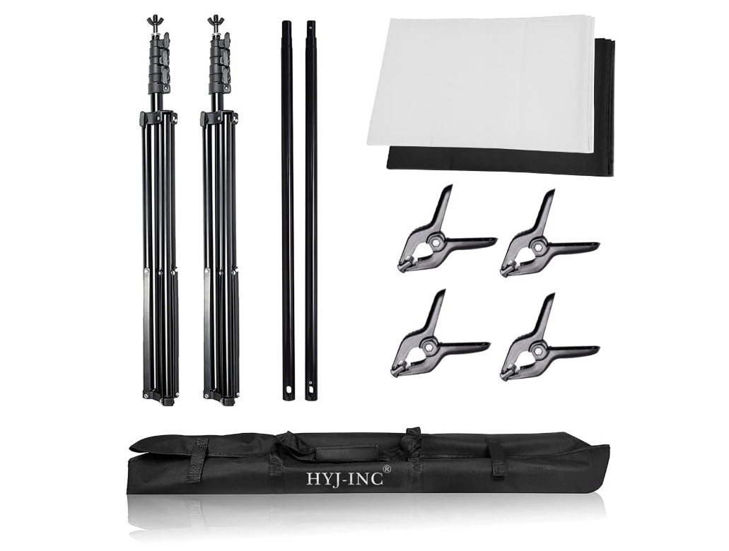 Photo Background Support System with 8.5 x 10ft Backdrop Stand Kit, 100% Whit…