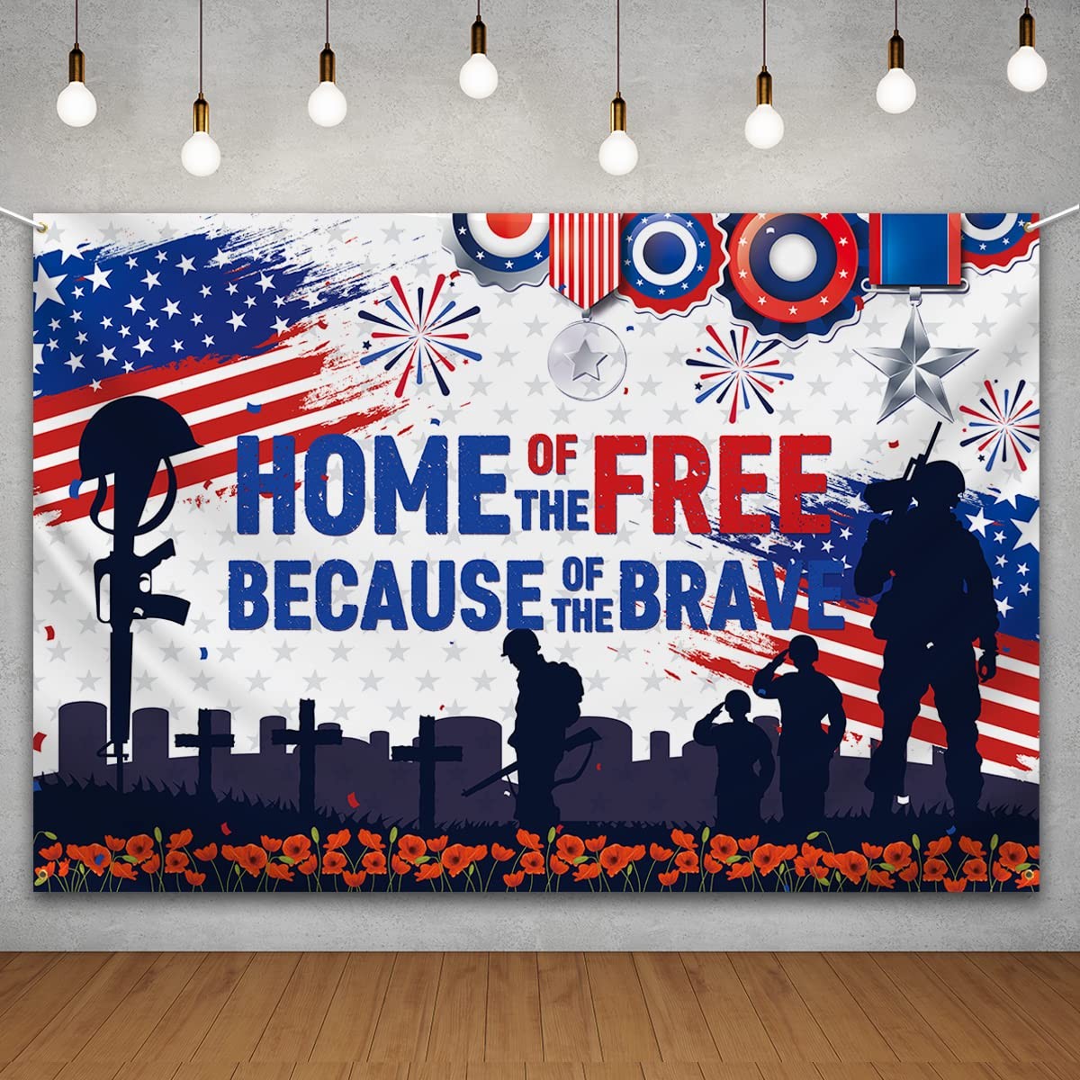 Patriotic Soldier Backdrop,4th of July Home of The Free Photo Background Banner.