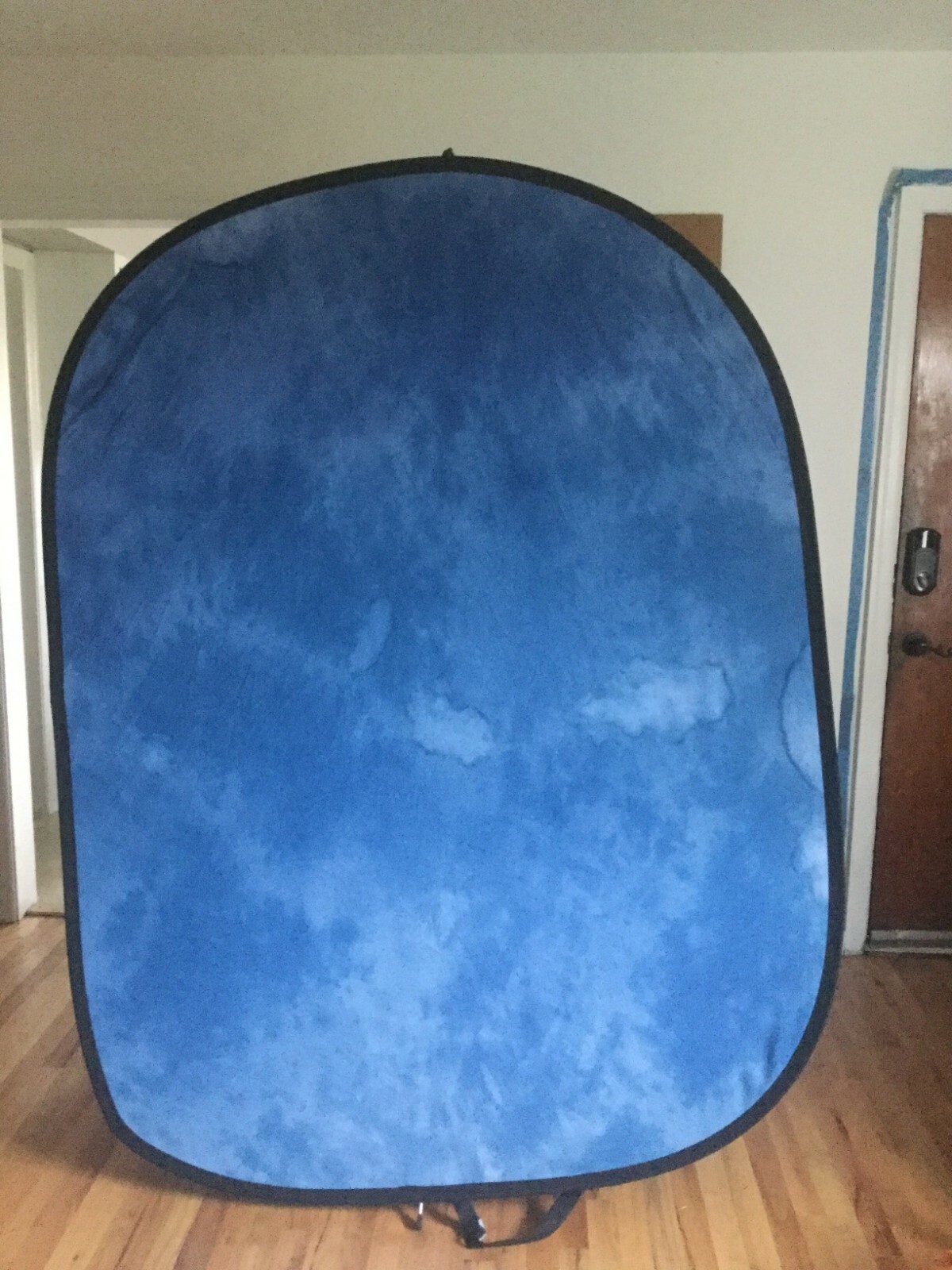 Lastolite Foldable Backdrop – Blue Cloudy Abstract – with Manfrotto Stand