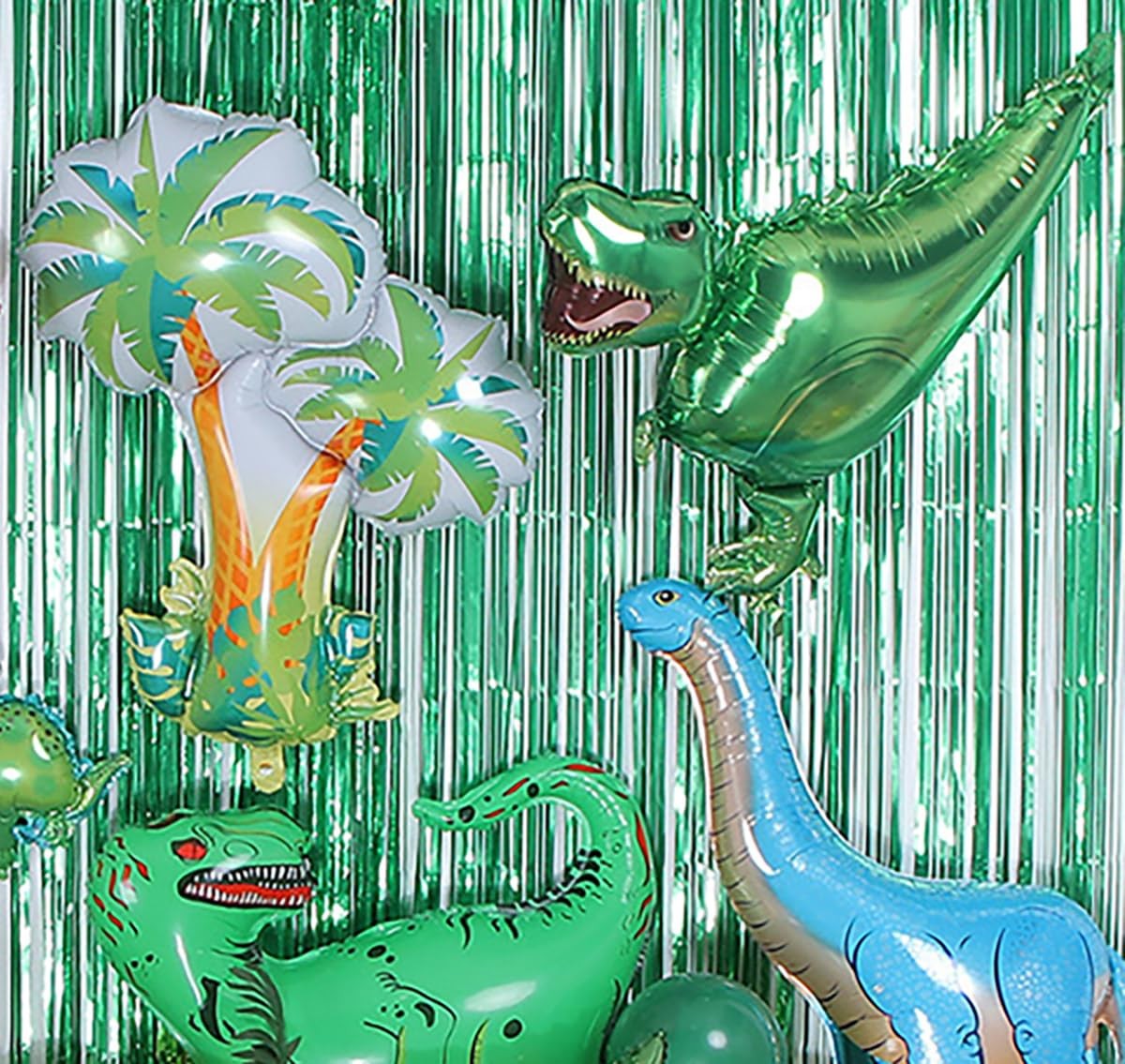 2 PCS 3.28×6.56ft Green Foil Fringe Curtain Tinsel Backdrop for Party