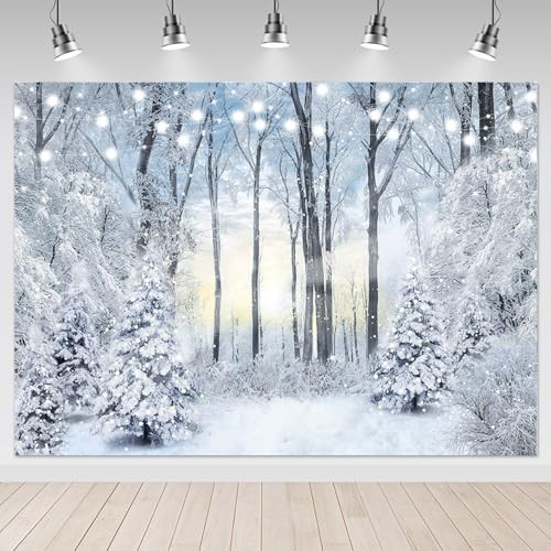 Snowy Forest Backdrop – Frozen Trees – Snowflake – Winter Wonderland – 8x6ft