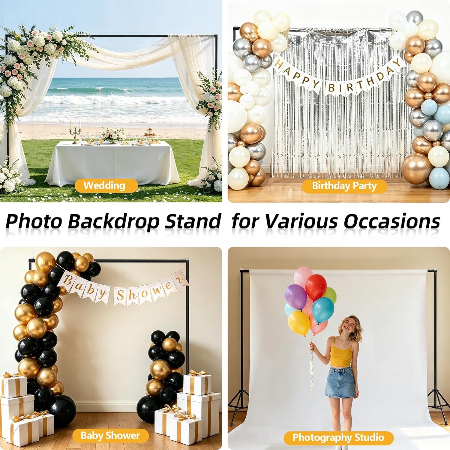 Adjustable Photography Studio Backdrop Stand Background Support Kit Wedding