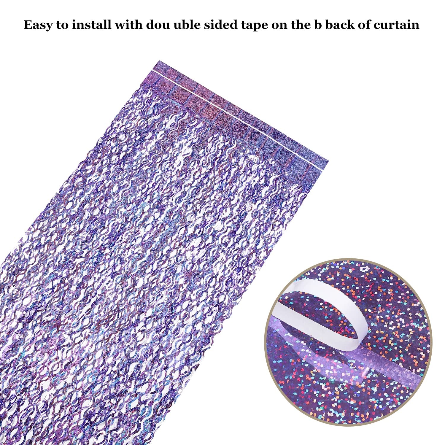 Purple Foil Fringe Curtains Party Decorations – 3 Pack 3.3 ft x 6.6 ft Foil P…