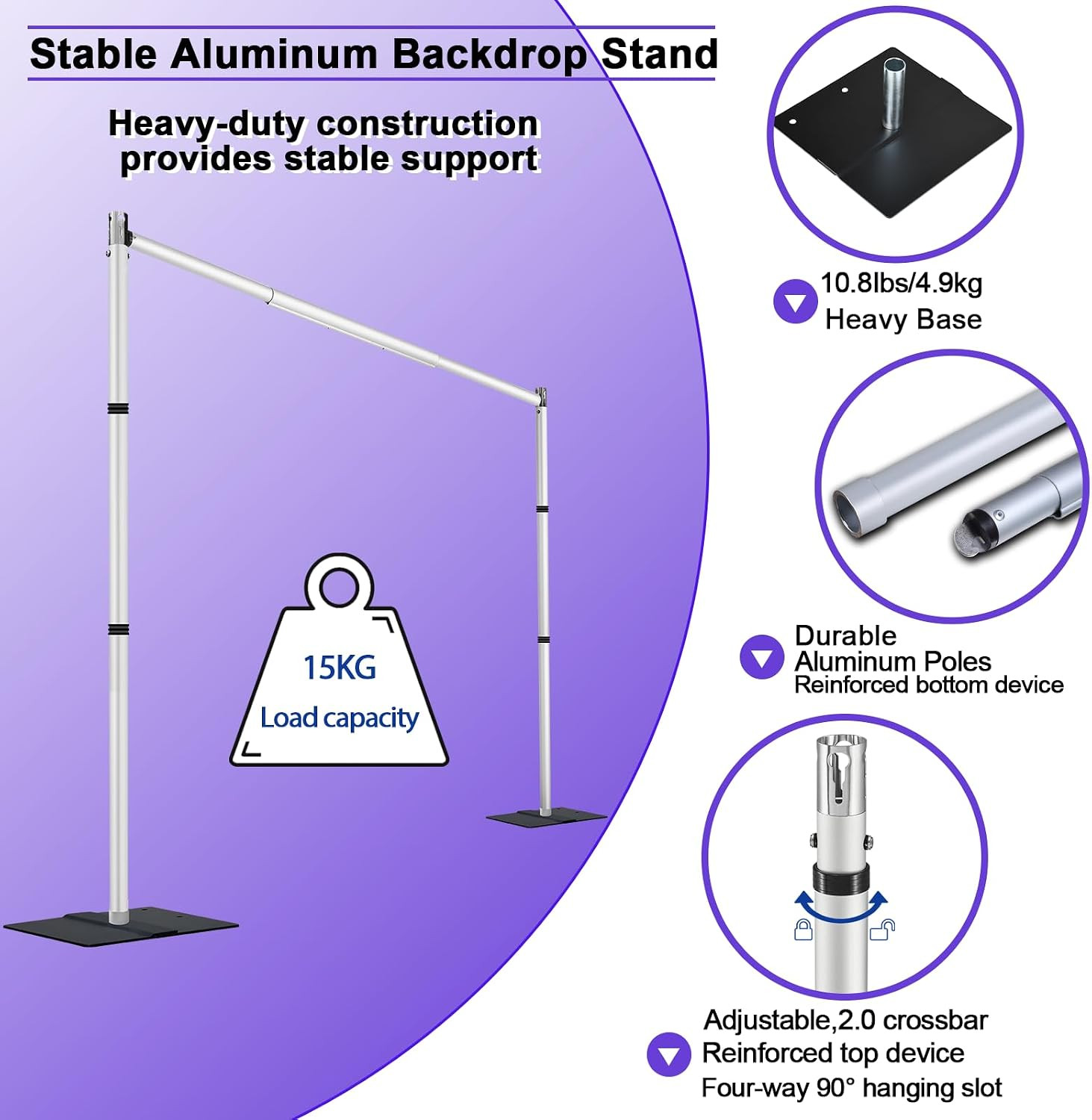 Backdrop Stand Heavy Duty 10X10Ft, Adjustable Metal Frame Pipe and Drape,Backgro