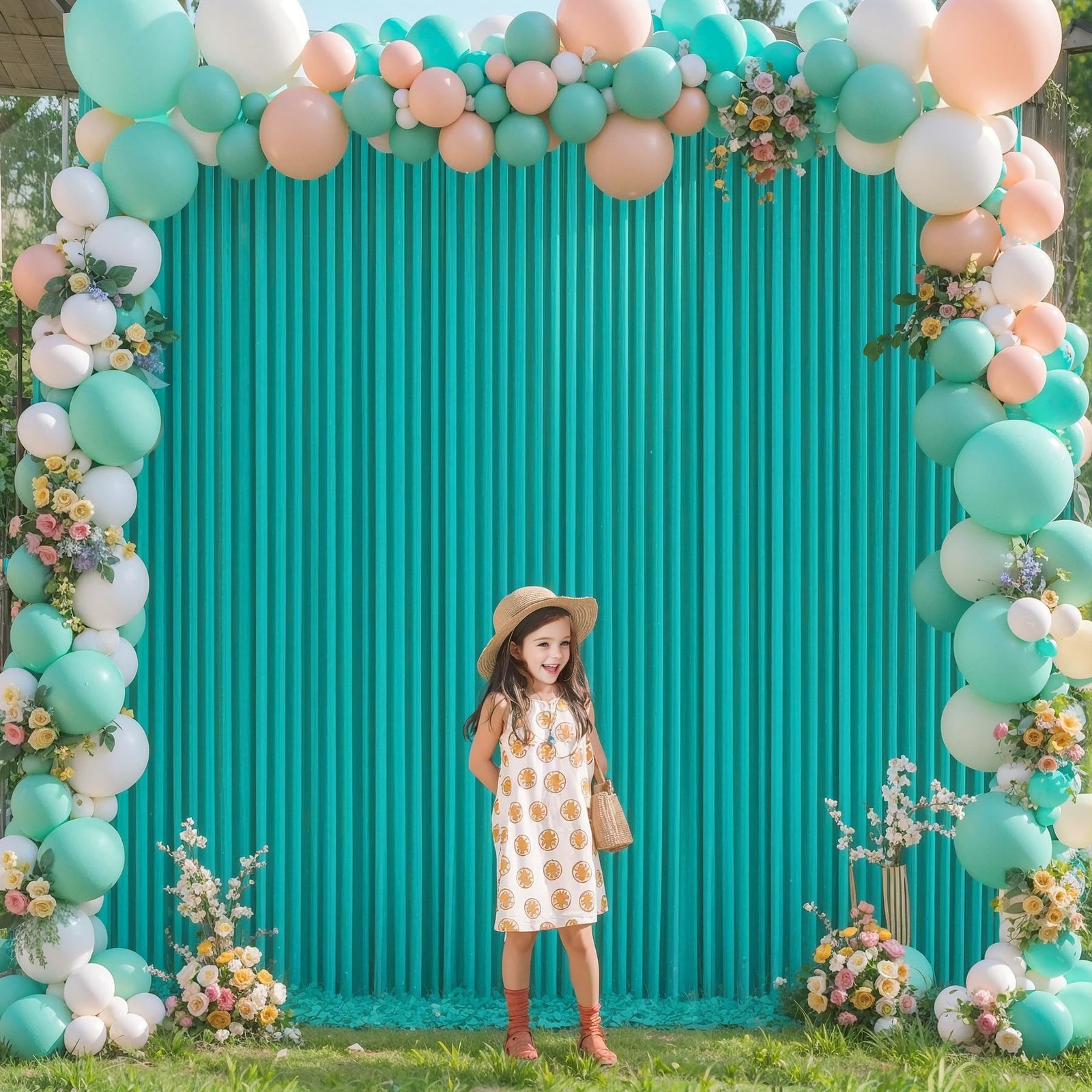 10×10 FT Turquoise Backdrop Curtain Wrinkle Free Drapes 5×10 FT 2 Panels
