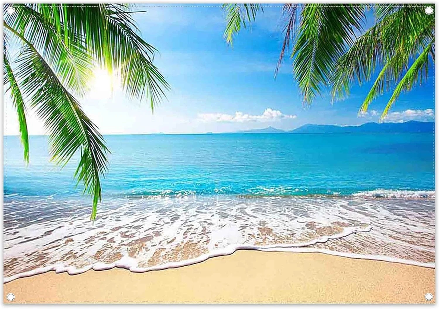 7x5ft Fabric Summer Hawaii Beach Photography Backdrop Tropical Seaside Palm T…