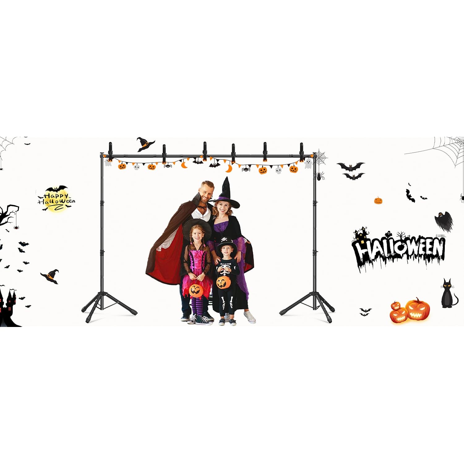 3-in-1 Portable Backdrop Stand Adjustable Background Banner Holder Tripod Metal