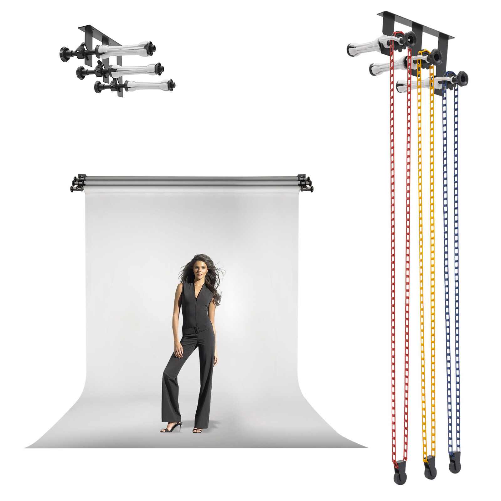 3-Roller Manual Background Support Device Manual Photography Background Lifter
