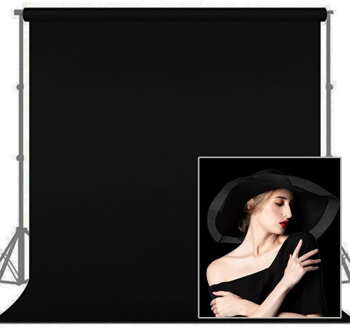 Black Backdrop 10 X 10 Ft, Solid Black Photo Backdrop, High Density Polyester Fa