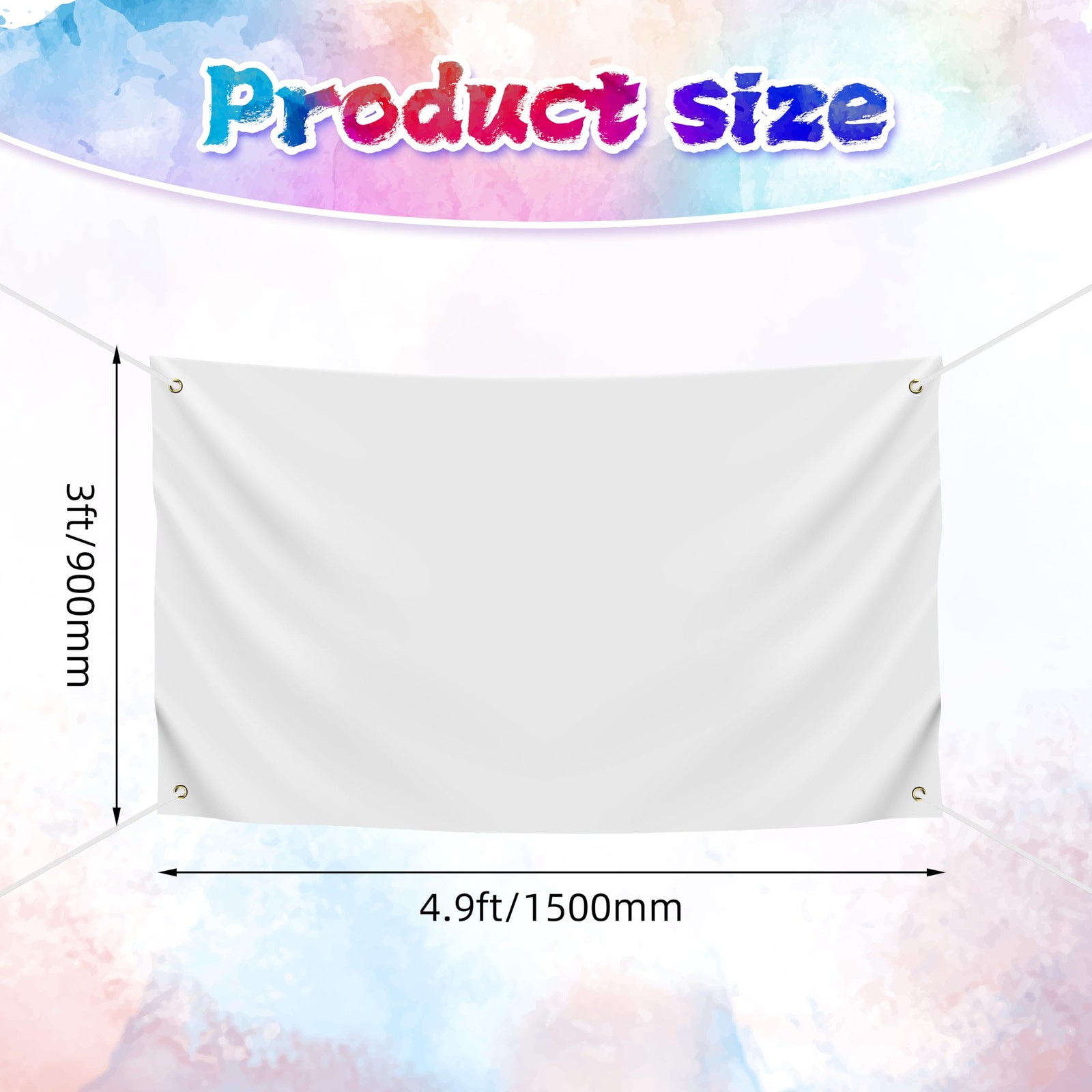 Blank DIY Banners Polyester Oxford Cloth White Banner with Hanging Rope for W…