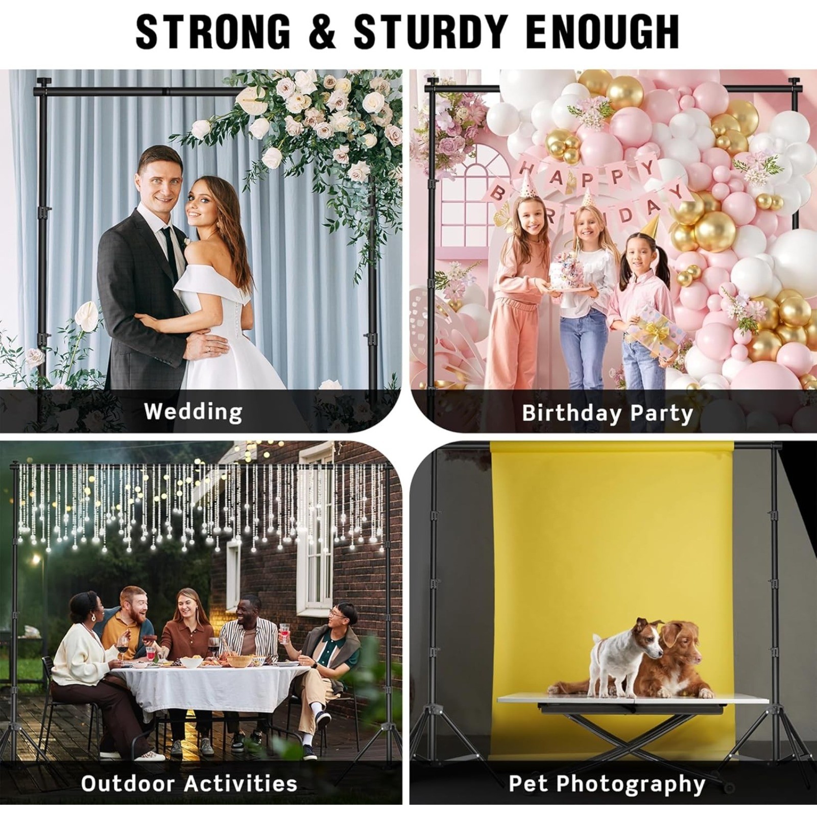 10FT Adjustable Photography Background Stand Photo Backdrop Holder With Sandbags