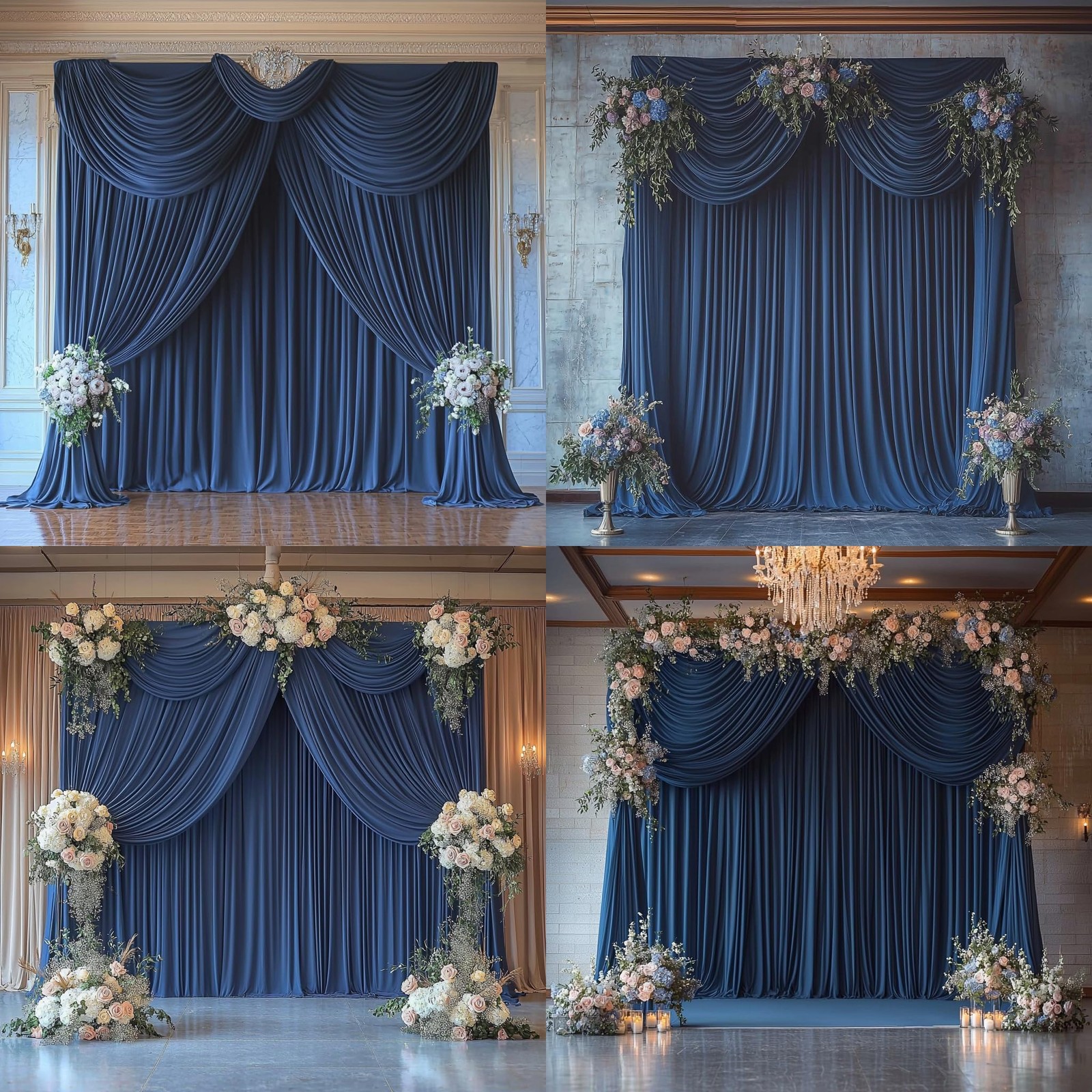 50ftx12ft Navy Blue Backdrop Curtains for W5′ x H12′(10 panels), navy blue
