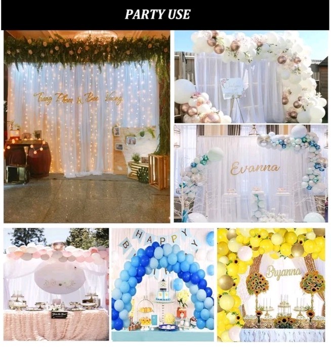 10ft x 10ft White Chiffon Backdrop Curtains for Wedding & Party Decor