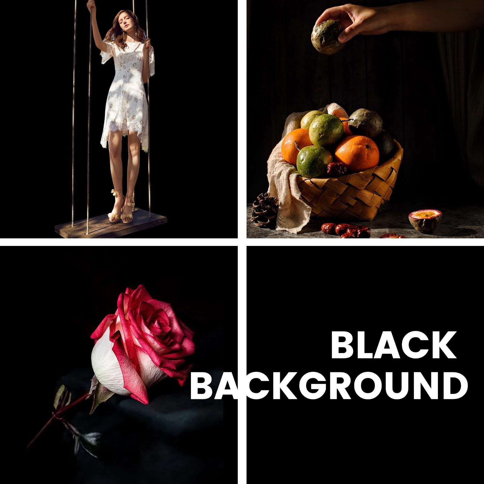 Black 10 x 20 Ft Large Photography Backdrop Screen, Black Non-Reflective Fabr…