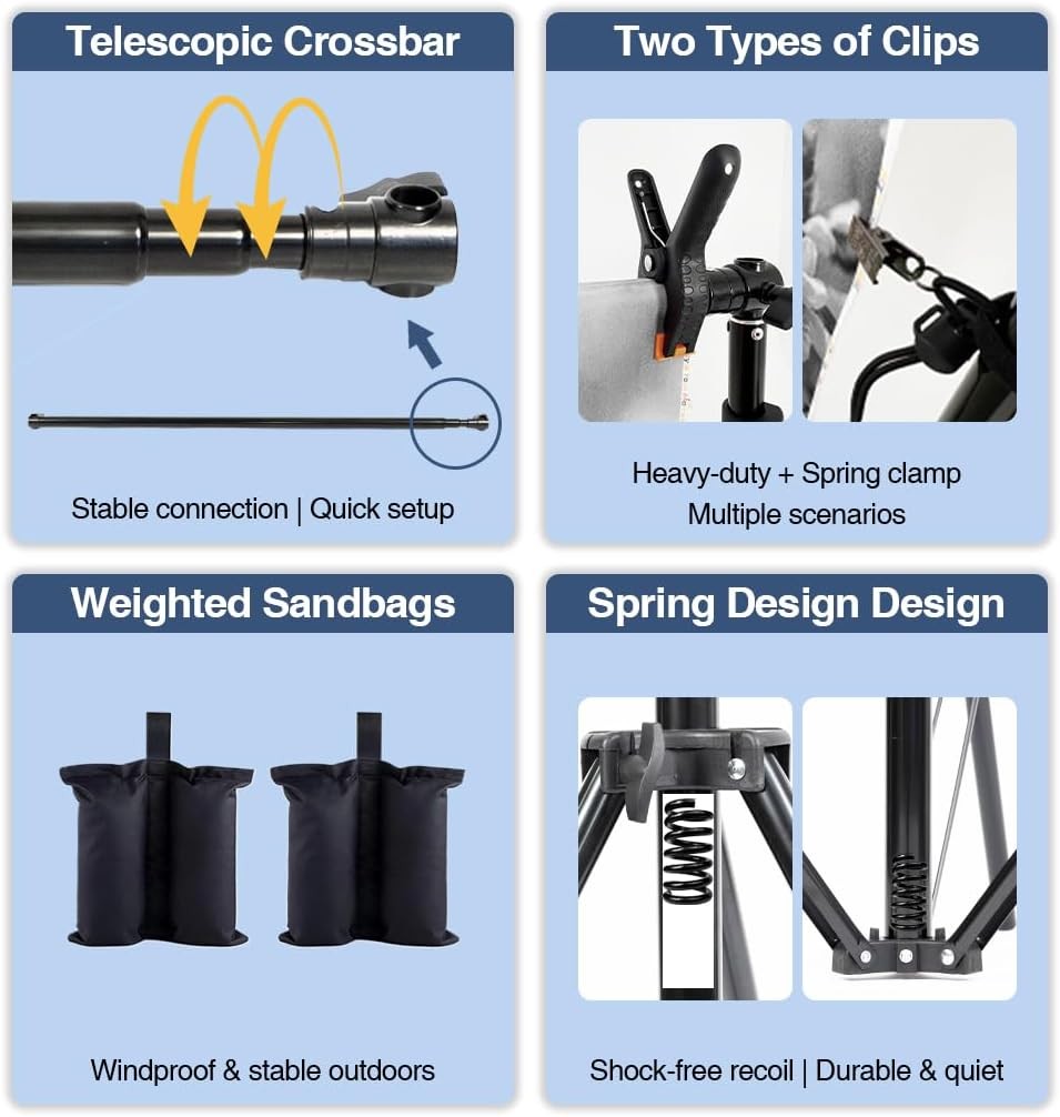 Backdrop Stand Kit for Photography 10×8.5ft(WxH) Adjustable Heavy Duty Photo