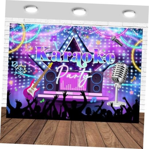 Karaoke Party Backdrop Electric Large Rock Star Music Theme Singing 7x5ft