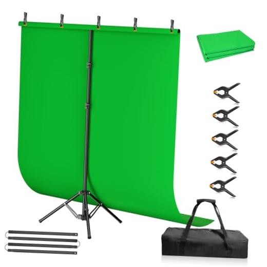 Green Screen Backdrop Kit, 5×7ft Portable Greenscreen Background 5x7ft green
