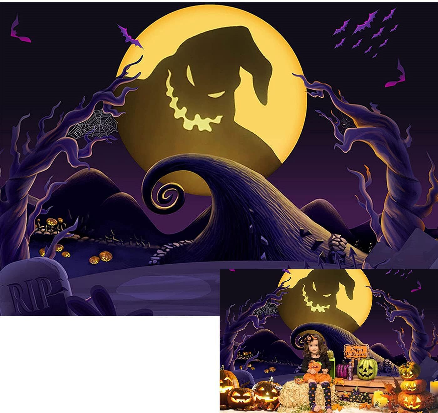 Maijoeyy 5x3ft Nightmare Before Christmas Backdrop Child Kid 5x3ft, purple