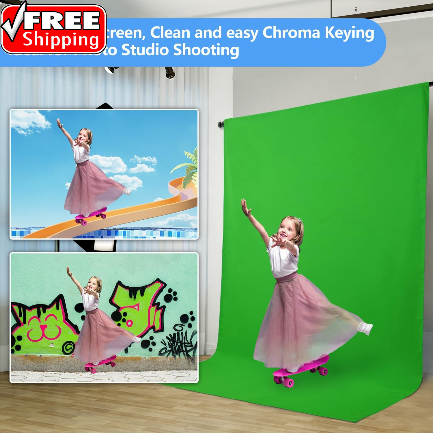 Green Screen Backdrop, 5X7 Ft Photography Chroma Key Greenscreen Background Shee