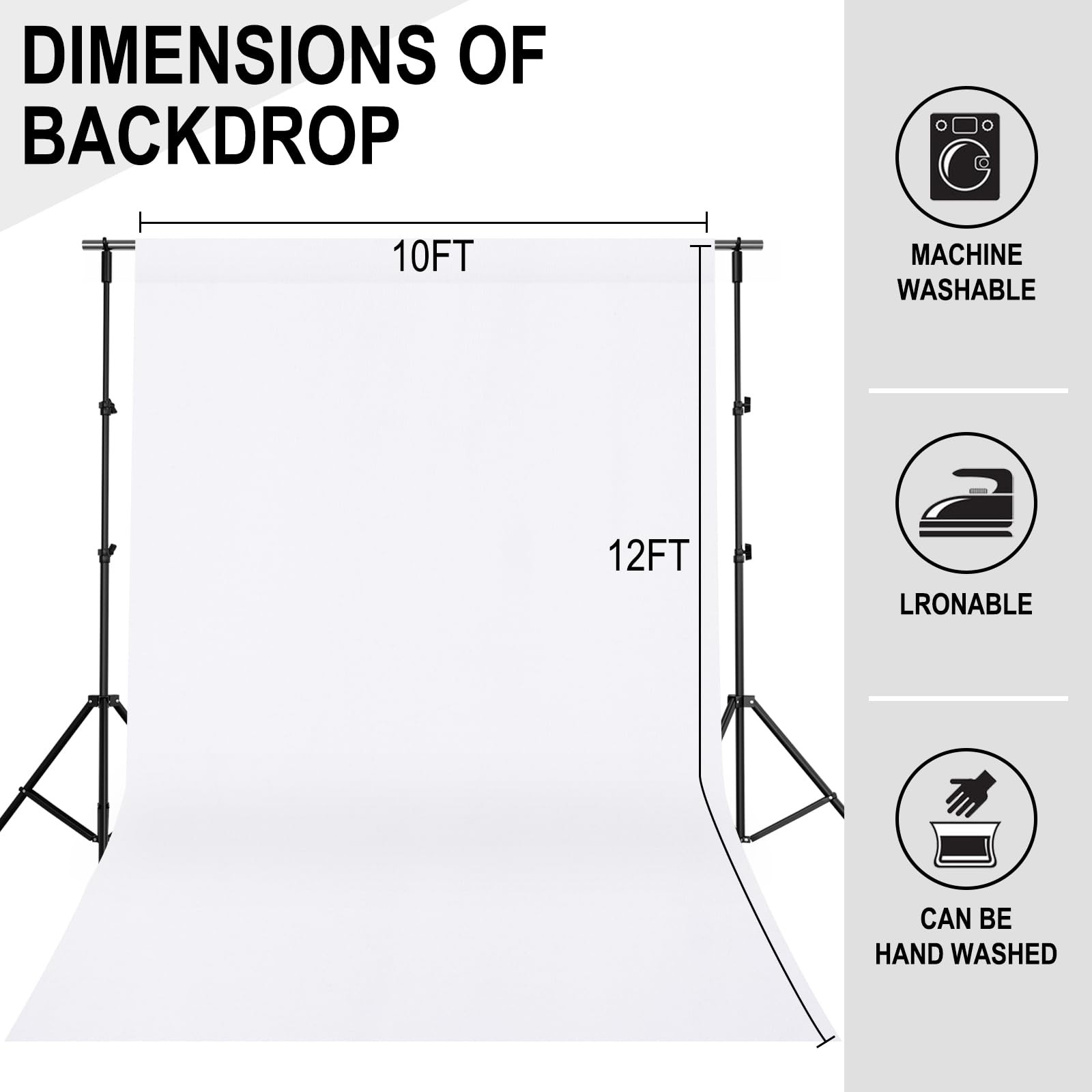 White Backdrop – 10FTX12FT White Photo Backdrop for Photoshoot Background for…