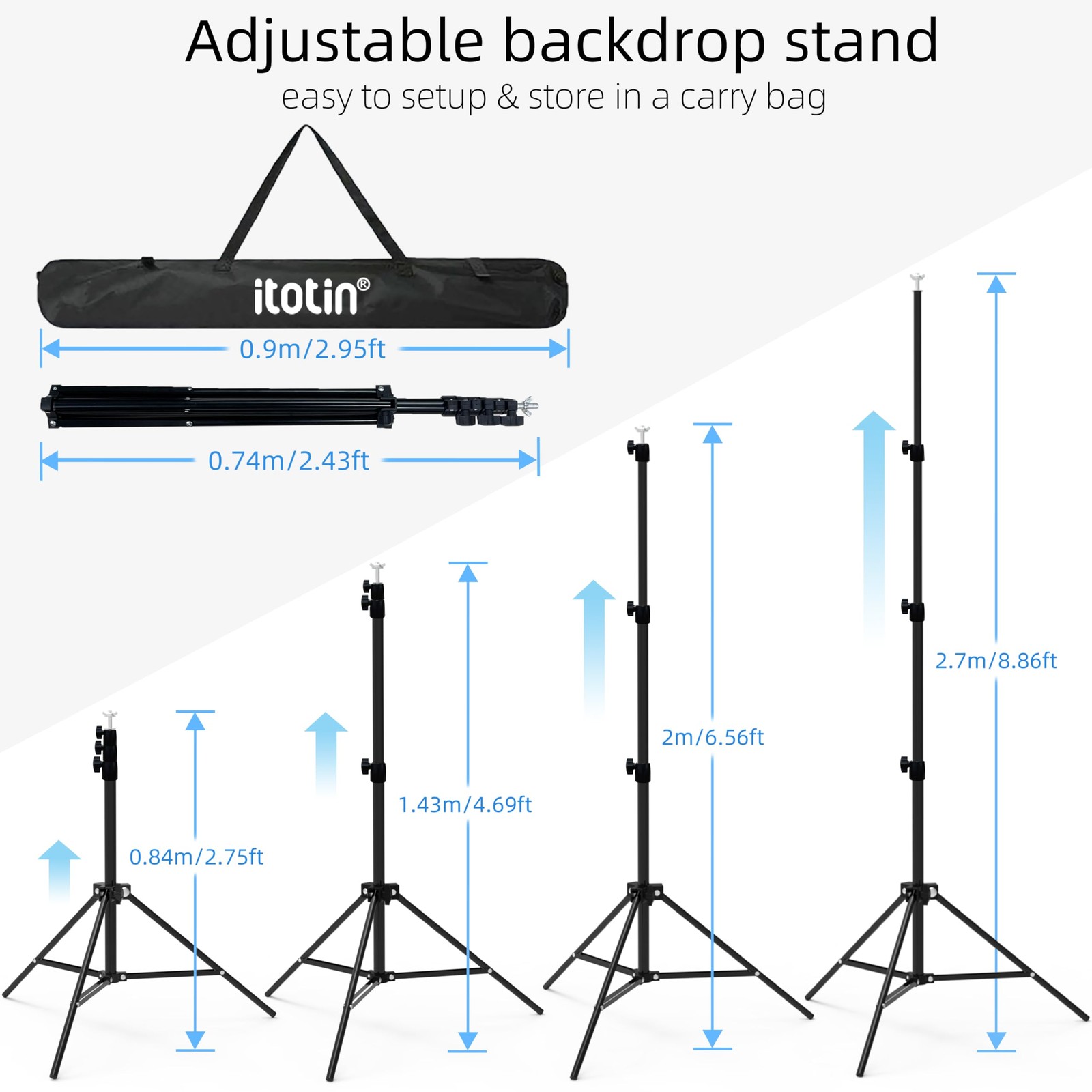 Photo Backdrop Stand, 10x9ft(WxH) Adjustable Photography Backdrop Stand, Alum…
