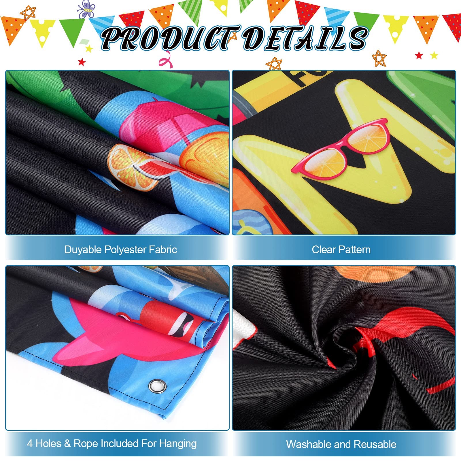 Schools Out For Summer Backdrop Pool Beach Party Graduation 72.8×43.3 Inch