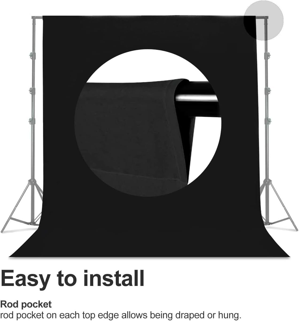 Black Backdrop 10 X 10 Ft, Solid Black Photo Backdrop, High Density Polyester Fa