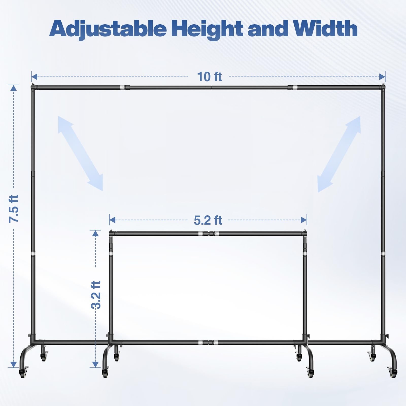 10×7.5ft Backdrop Stand with Wheels, Heavy Duty Back Drop Adjustable Photo Ba…