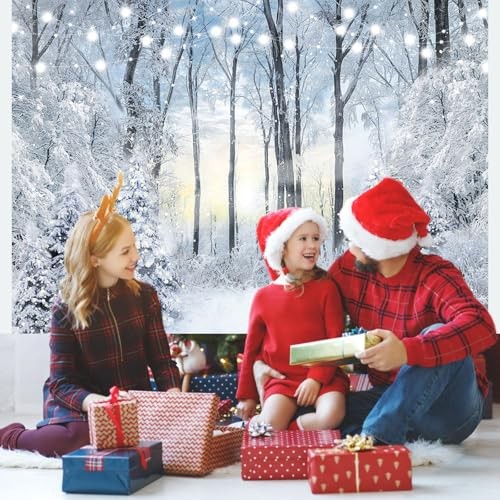 Snowy Forest Backdrop – Frozen Trees – Snowflake – Winter Wonderland – 8x6ft