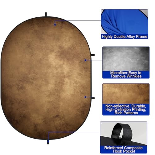5×6.5ft Collapsible Backdrop Pop Up Photo Backdrops Grey Brown Portable CB02