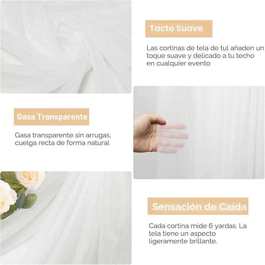 28.7″ × 20FT Ivory Wedding ArchDraping Fabric Sheer Backdrop for Ceremony