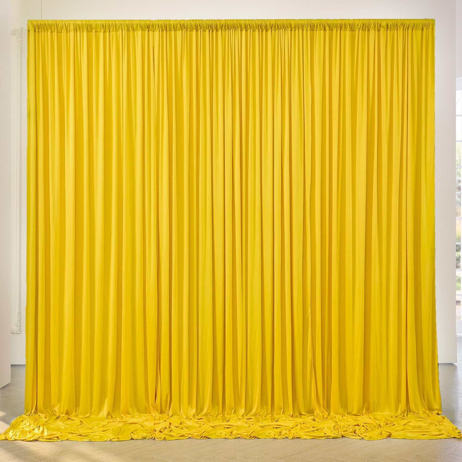 10x10ft Yellow Wrinkle Free Polyester Backdrop Curtain 2 Panels 5x10ft