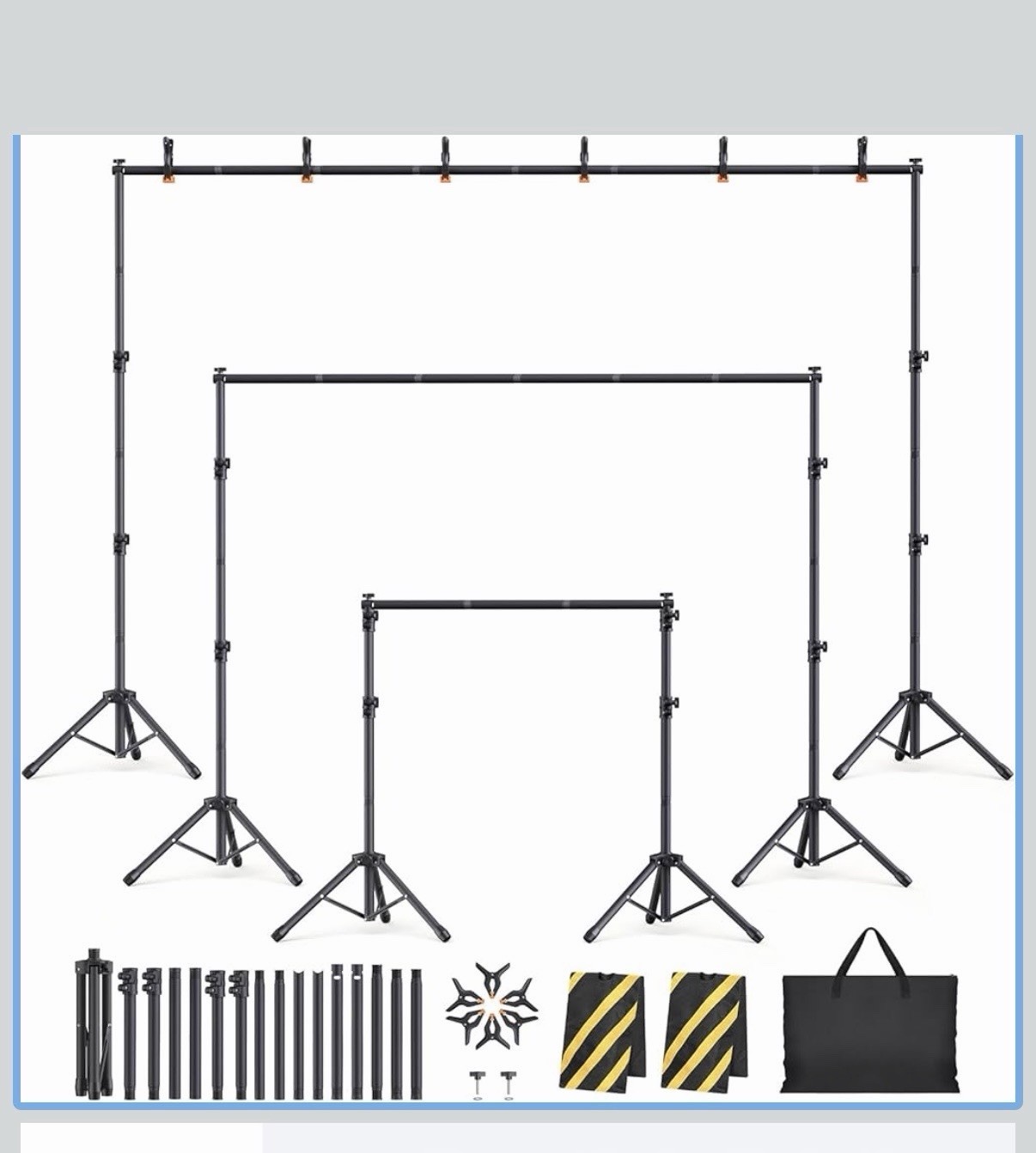 Backdrop Stand Kit, 6 Widths, 10×7.5ft Adjustable, balloons, curtains included