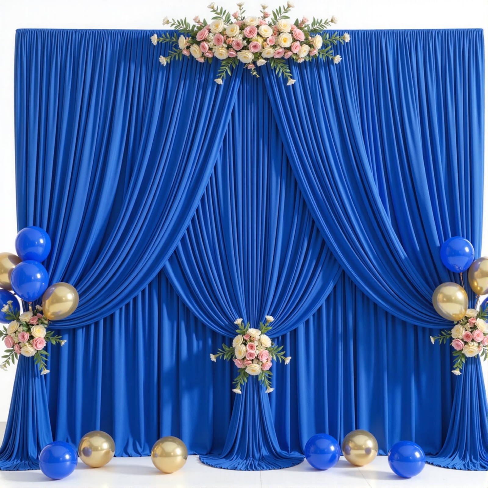 40ft x 15ft Royal Blue Wrinkle Free 5′(W) x 15′(H), 8 panels,