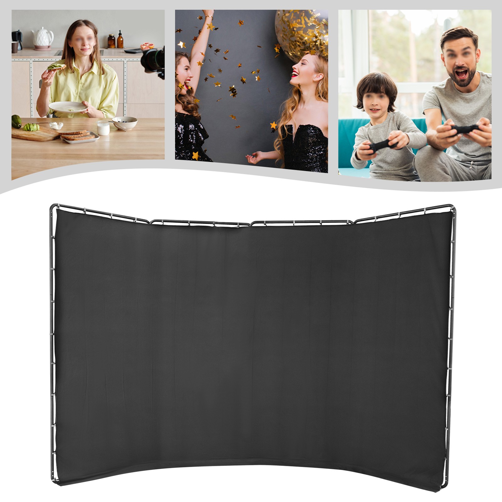 Backdrop Stand Floor Standing Photography Backdrop Stand w/Black Cloth 4*2.4m~