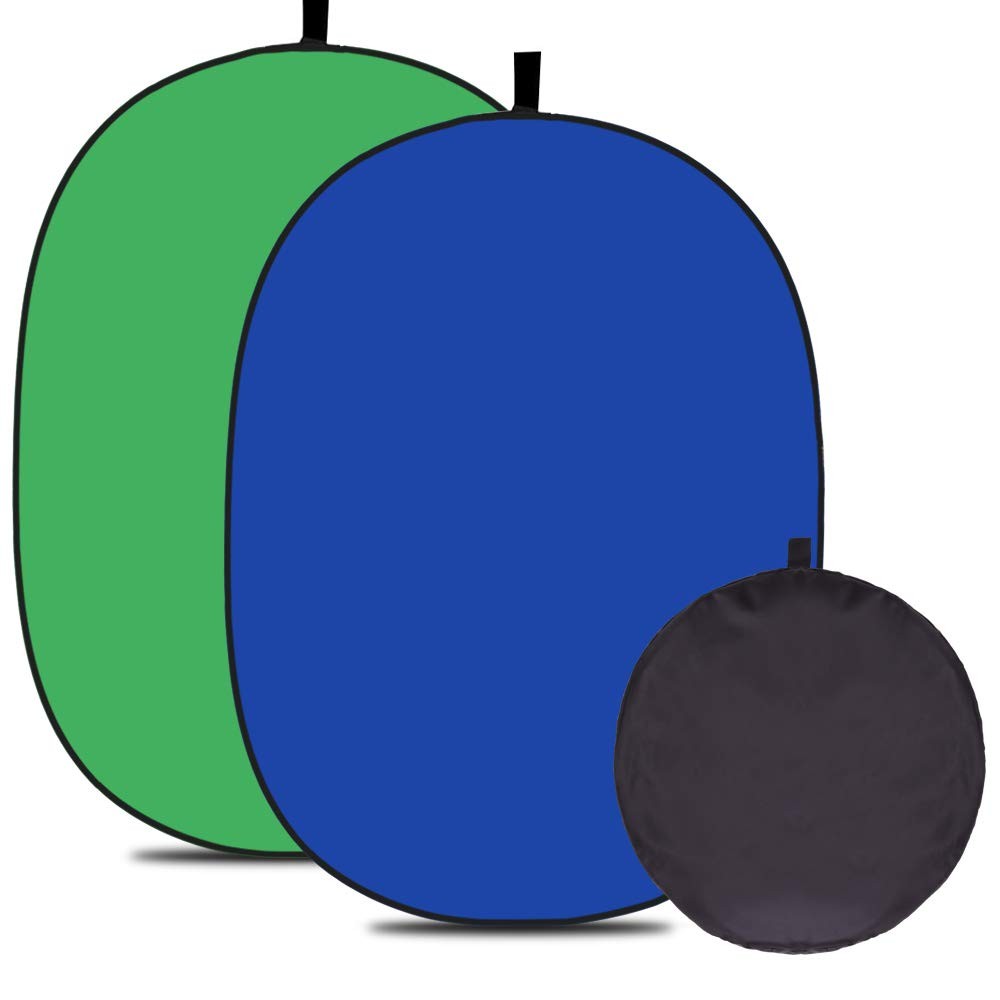 5X3.3ft (1.5mX1m) 2 in 1 Cotton Muslin Green Blue Reflector Backgrounds Portable