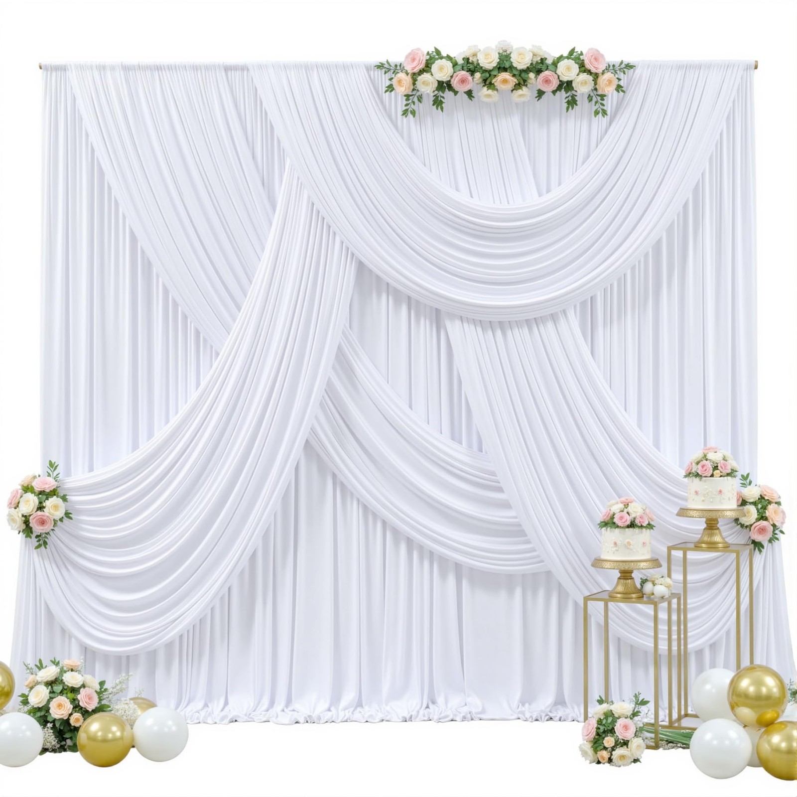 10×15 ft White Wrinkle Free Backdrop Curtains Wedding Party Drapes Cloth