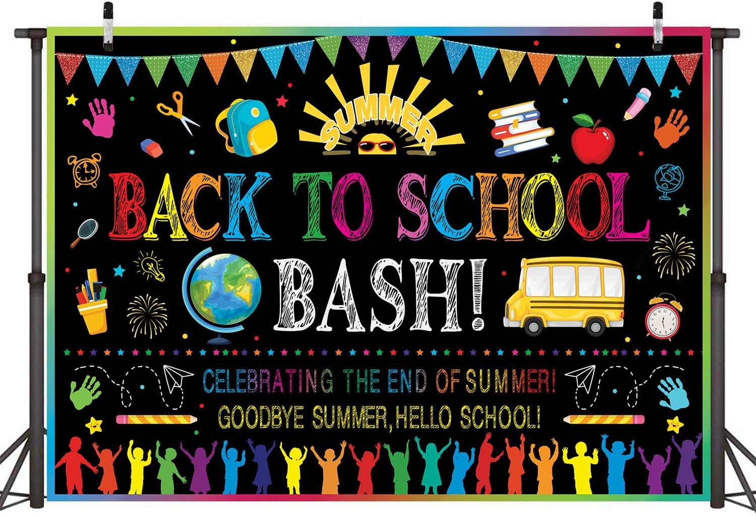 Back to School Bash Backdrop 6x4FT Celebrating The End of Summer Goodbye Summ…