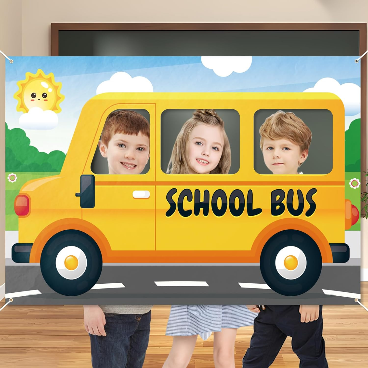 School Bus Photo Prop Selfie Frame Fabric Back to School First Day of School Bac