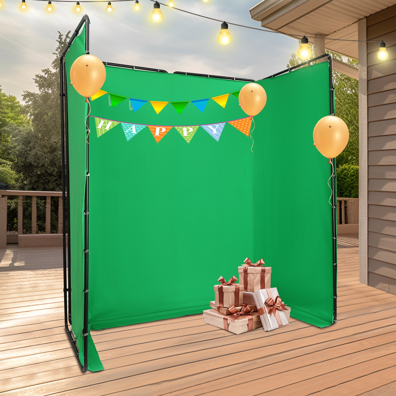 12.73*7.55ft Photography Backdrop Stand Kit with Green Cloth For Photo Studio