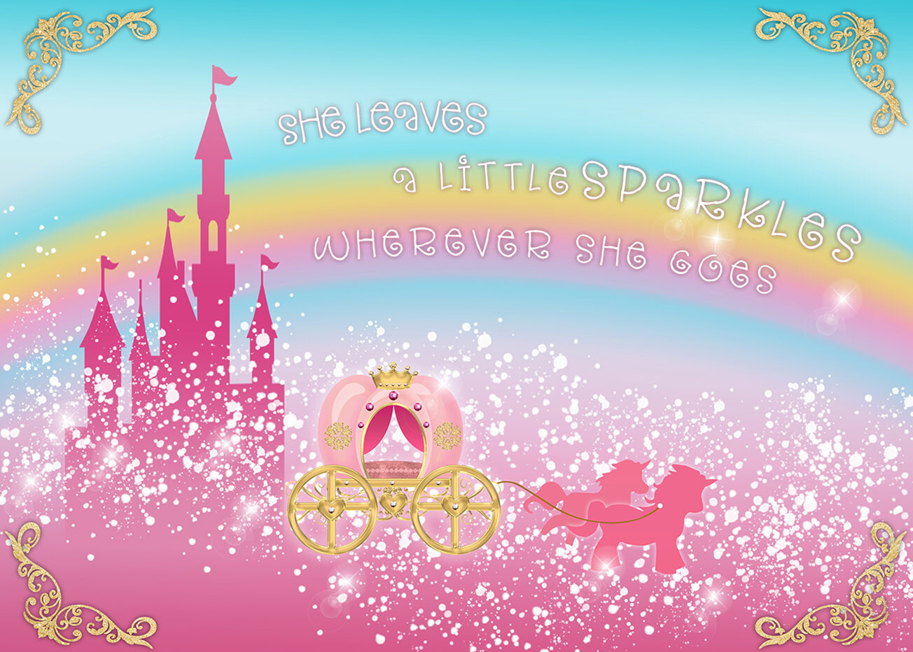 7x5ft Vinyl Studio Backdrop Background Princess Birthday Decor Carriage Castle
