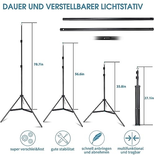 Photo Video Studio 10x7Ft (WxH) Adjustable Background Stand Backdrop black