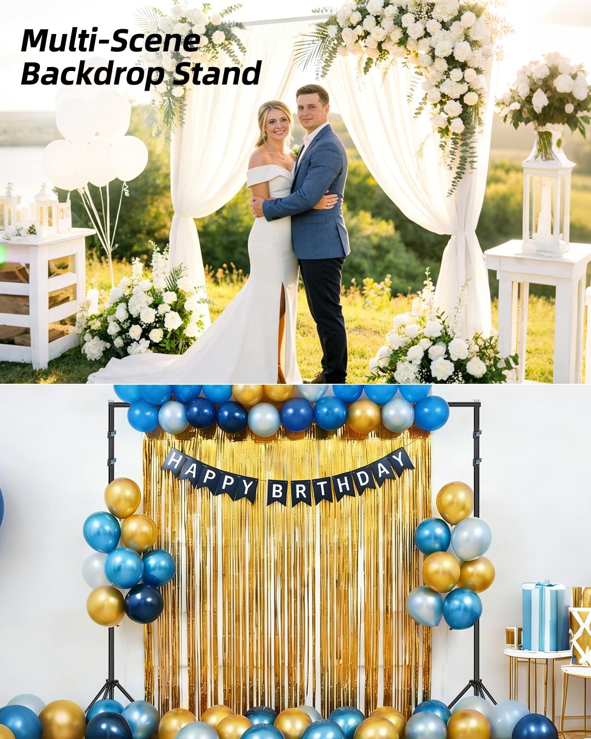 Photo Backdrop Stand 10×8.5ft(WxH), Heavy Duty Background Stand with 2 Sandba…
