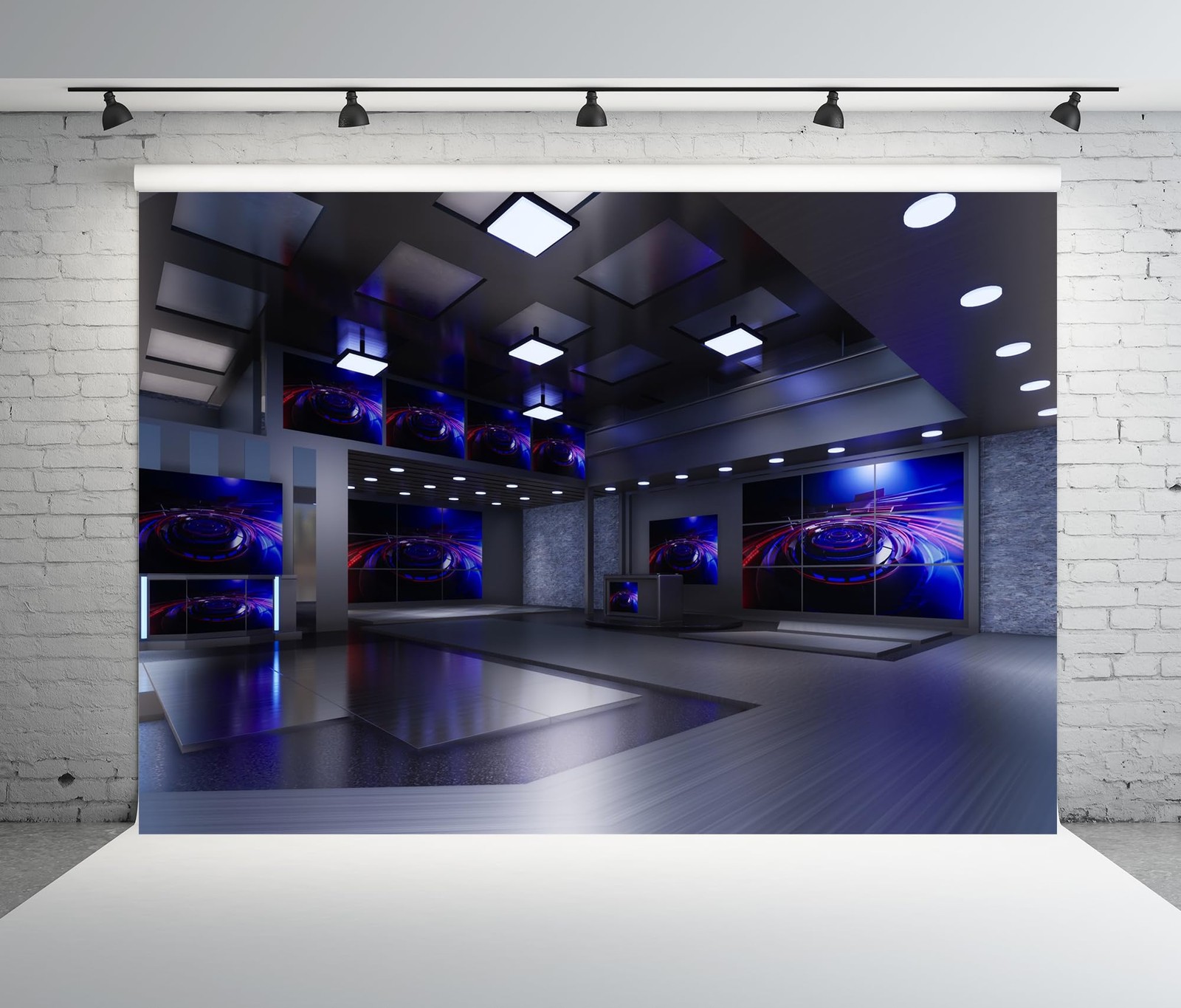 BELECO 7x5ft Fabric News Studio Backdrop Virtual Media Newsroom 7x5FT, A18983